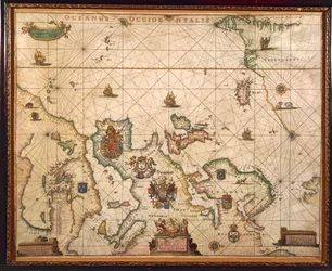 Côte européenne, carte sur parchemin par Willem et Joan Blaeu