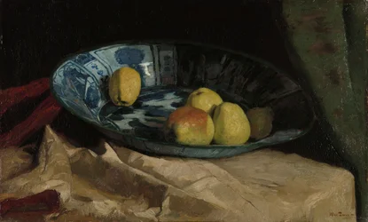 Nature morte aux pommes dans un bol bleu de Delft