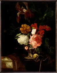 Une rose, un iris, des lilas et d