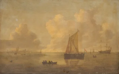 Paysage marin avec une ville en arrière-plan