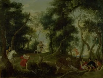 Paysage avec Atalante et Méléagre chassant le sanglier de Calydon