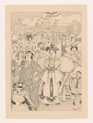 Baigneurs juifs caricaturés sur la plage de Scheveningen
