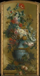 Fleurs dans un vase bleu, XVIIIe siècle