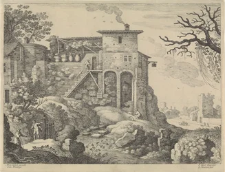 Paysage italien avec une auberge