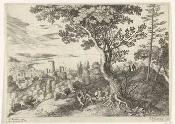 Voyageur attaqué par des voleurs (Paysages italiens, série)