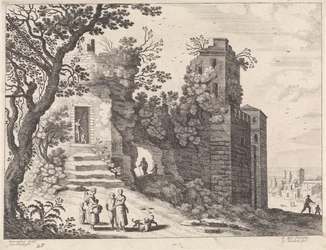 Ruine avec un groupe de femmes et d