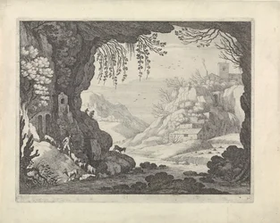 Vue sur le paysage depuis une grotte