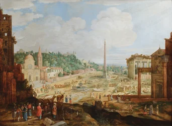 Rome, Piazza del Popolo, vers 1612 (huile sur panneau)