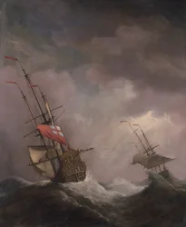 Un navire anglais en mer par gros temps