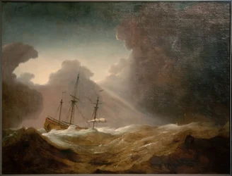 Navire néerlandais devant une tempête imminente