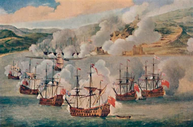 Combat naval dans un port, c1670, 1903