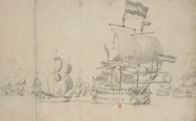 Un navire amiral néerlandais avec un navire de dépêche à son arrière, mai 1672 ?
