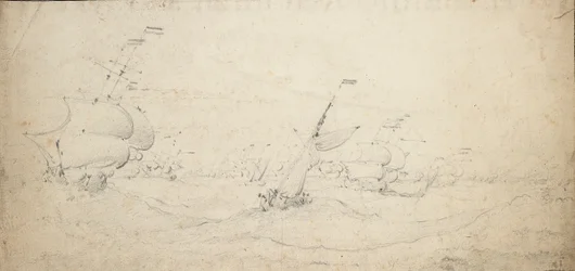Une escadre arrière hollandaise allant au vent par une mer agitée, vers 1672