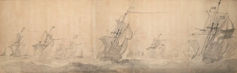 La flotte hollandaise battant la côte des îles frisonnes du Nord le 9/19 octobre 1658