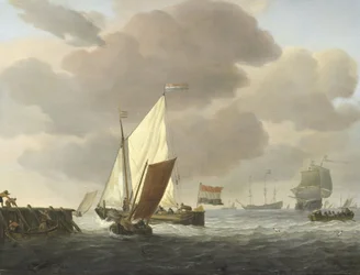 Navires près de la côte par temps venteux