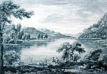 Vue de Hawswater, un lac près de Banton en Westmoreland, gravée par Chatelin et Muller