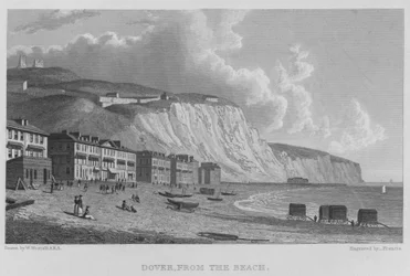 Douvres, depuis la plage (gravure)