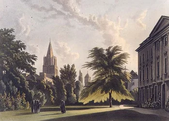 Extérieur du Corpus Christi College et de la Cathédrale Christ Church, illustration de 