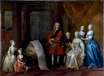 Portrait de groupe de Frederick, prince de Galles, avec son frère le duc de Cumberland et leurs cinq sœurs