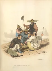 Hommes jouant aux dés