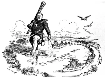 Le gros bâton dans la mer des Caraïbes. Caricature de Theodore Roosevelt, 1904