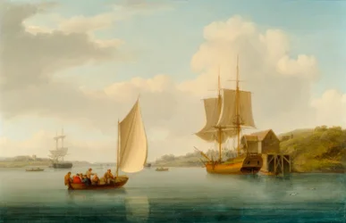 Une brigantine au mouillage sur la Medway