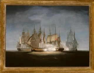 HMS Sibylle tirant sur le fort, 1799 / Peinture de W.Anderson