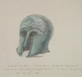 Ancien casque en laiton du British Museum, Holborn, Londres, 1784