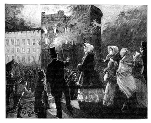 Incendie dans la tour du prince de Galles, château de Windsor, vers les années 1850, 1888