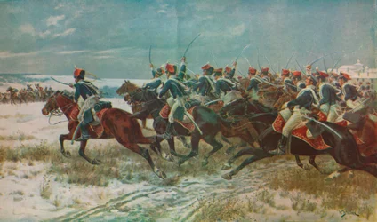 La Charge des 10e Hussards à Benevente, Campagne de Corunna, 1809