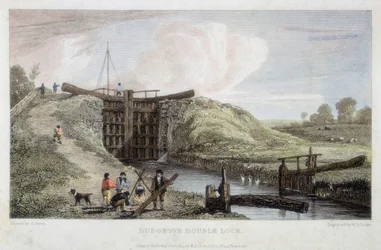 Double écluse de Dudgrove au-dessus de Lechlade, canal de la Tamise et de la Severn, 1814