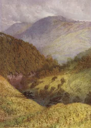 Vue sur Chee Dale, High Tor au loin