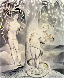 Adam et Eve pour le poème "Paradis perdu" de Milton (aquarelle)