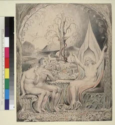 Illustration 6 du "Paradis perdu" de Milton : Raphaël met en garde Adam et Ève
