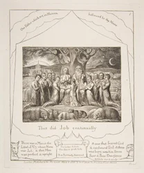 Job et sa famille, des Illustrations du Livre de Job, 1825-26