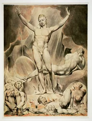 Satan excitant les anges rebelles (plume et aquarelle sur papier)