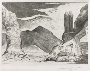 Le cercle des falsificateurs : Dante et Virgile se couvrant le nez à cause de la puanteur