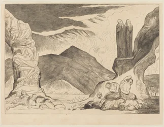 Le cercle des faussaires : Dante et Virgile se couvrant le nez à cause de la puanteur