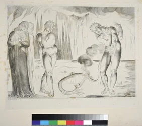 Le Cercle des Voleurs : Buoso Donati attaqué par le Serpent, Enfer, Chant XXV, illustration de la 