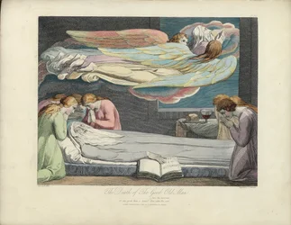 La mort du bon vieillard, illustration de "La Tombe" de Robert Blair, gravée par Louis Schiavonetti