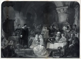 John Knox administrant la première communion protestante, pub. 1849