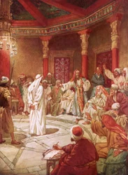 Jésus amené devant Caïphe et le Conseil
