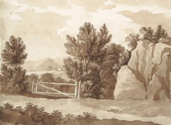 Verso : Scène de paysage