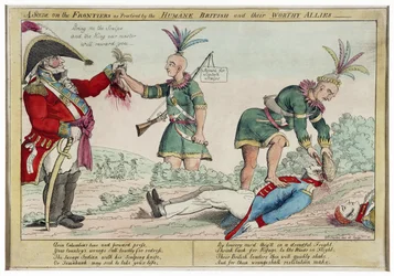 Une scène aux frontières pratiquée par les Britanniques humanitaires et leurs dignes alliés, pub. 1812