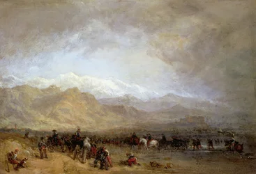 Troupes françaises au gué de la Magra (huile sur panneau)