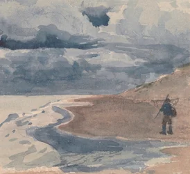 Paysage avec homme sur la plage
