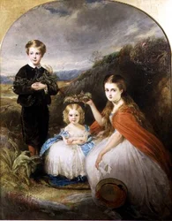 Portrait des enfants Middleton : Jessie Caroline (Colla) (née en 1851), Alfred Harold (né en 1857) et Alice Edith (née en 1861) 1864