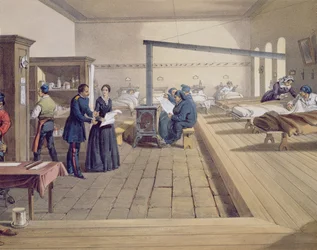 Hôpital à Scutari, détail de Florence Nightingale (1820-1910) dans le service