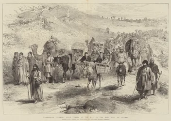 Pèlerins musulmans de Perse en route vers la ville sainte de Meshed