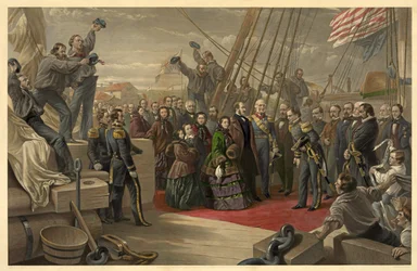 La reine Victoria visitant le HMS Resolute, 16 décembre 1856, publié en 1859